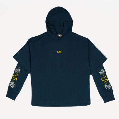 Jigit Daisy double sleeve navy hoodie