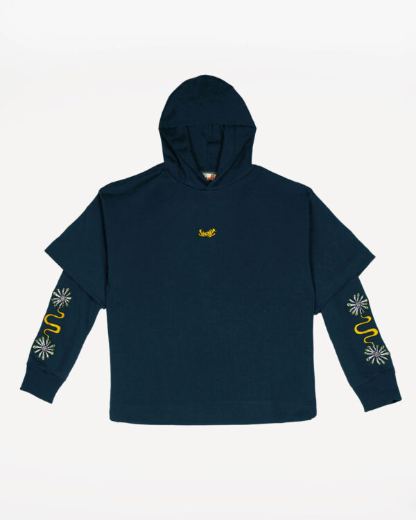 Jigit Daisy double sleeve navy hoodie