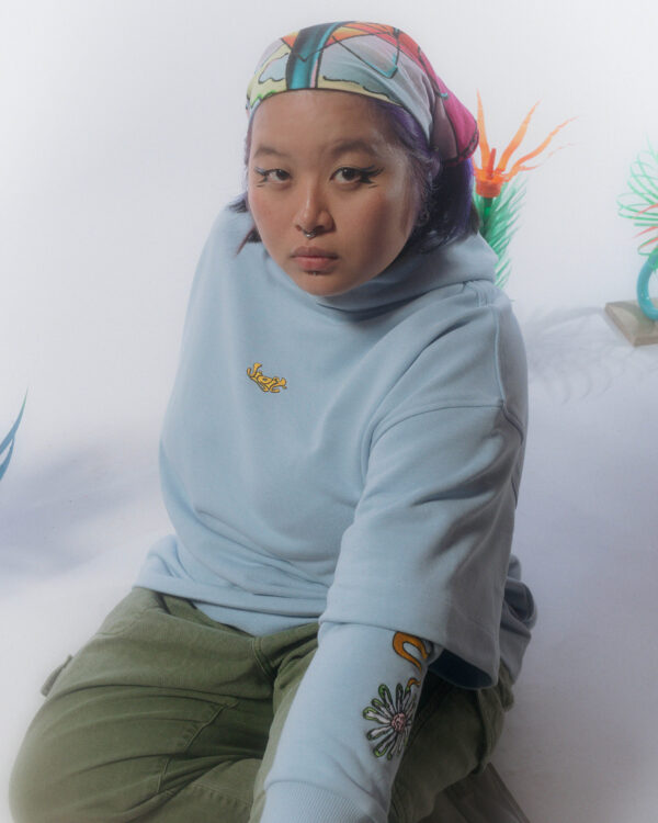 Jigit Daisy double sleeve baby blue hoodie