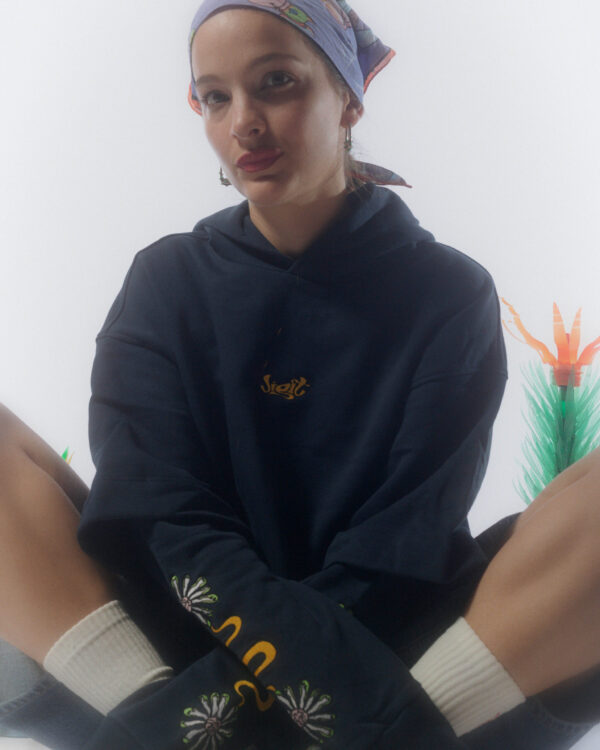 Jigit Daisy double sleeve navy hoodie